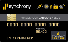 Synchrony Car Care credit card logo, promotional auto repair financing